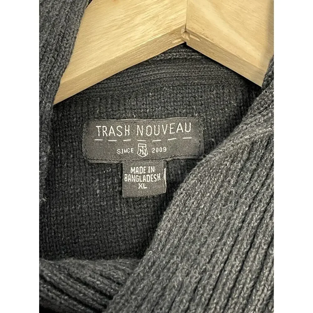 Trash Nouveau Sweater Men’s Slim XL Shawl Collar Black Knit Classic N45
